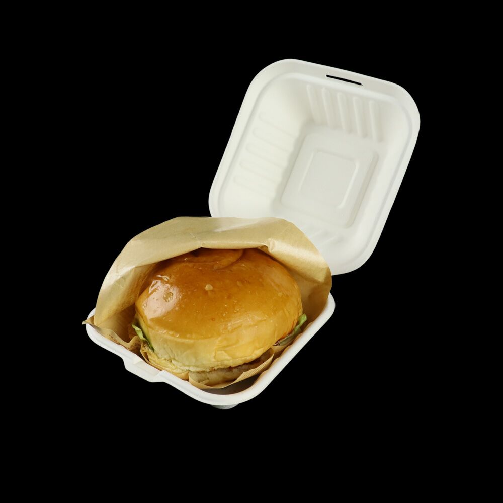 White bagasse eco-friendly hamburger box